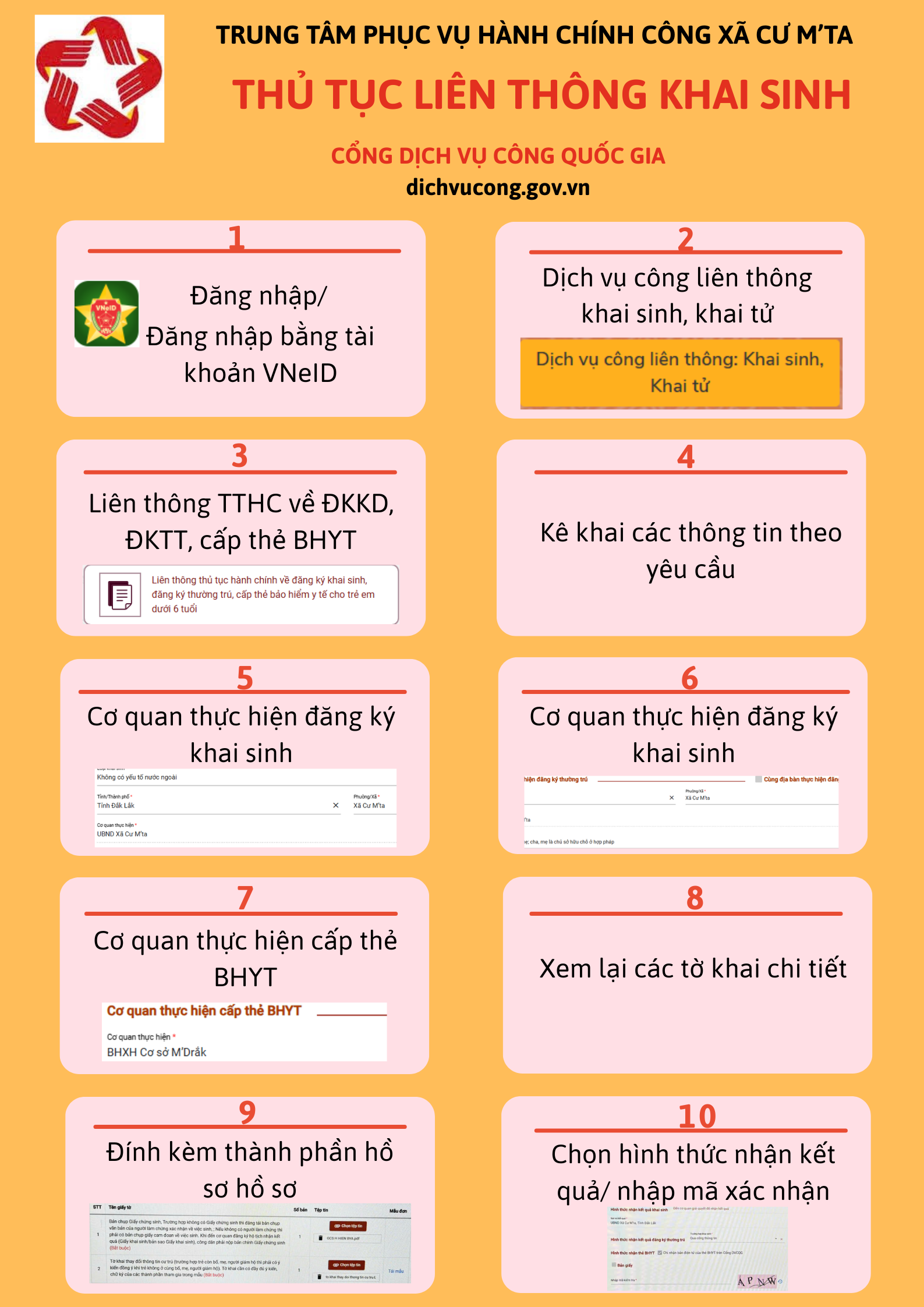 HƯỚNG DẪN NGƯỜI DÂN NỘP HỒ SƠ TRỰC TUYẾN THỦ TỤC LIÊN THÔNG KHAI SINH TRÊN DỊCH VỤ CÔNG